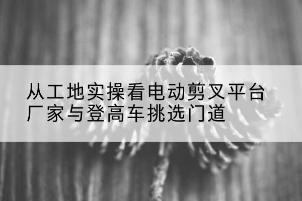 云县电动剪叉升降平台厂家-从工地实操看电动剪叉平台厂家与登高车挑选门道